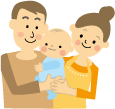 イラスト：赤ちゃんと両親