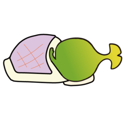 イラスト：布団で寝ているわこうっち