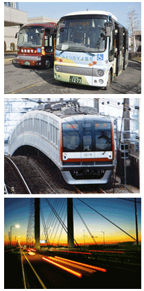 写真：循環バス、副都心線(撮影 足立惠一氏)、さきたま大橋