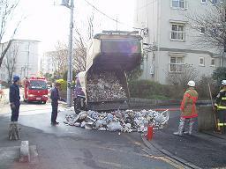 写真：収集車火災