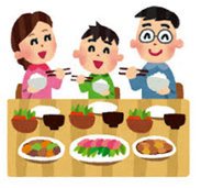 イラスト：食事をしている家族