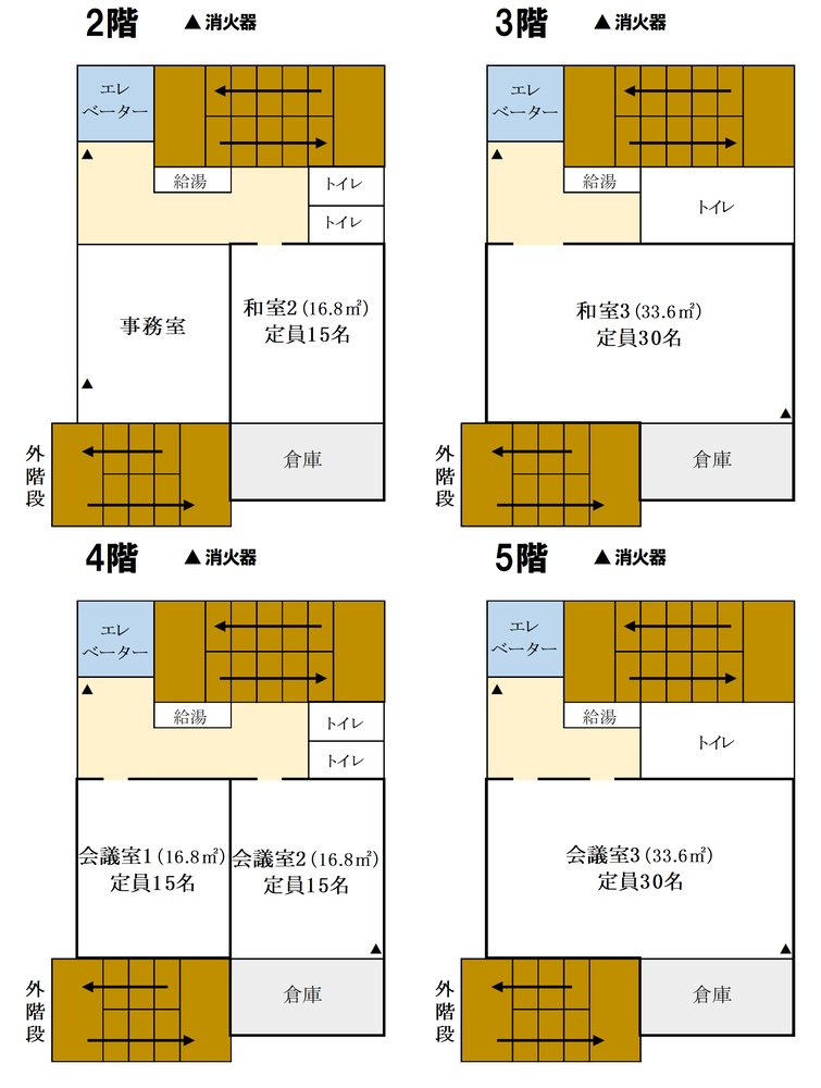 地図：2階～5階案内図