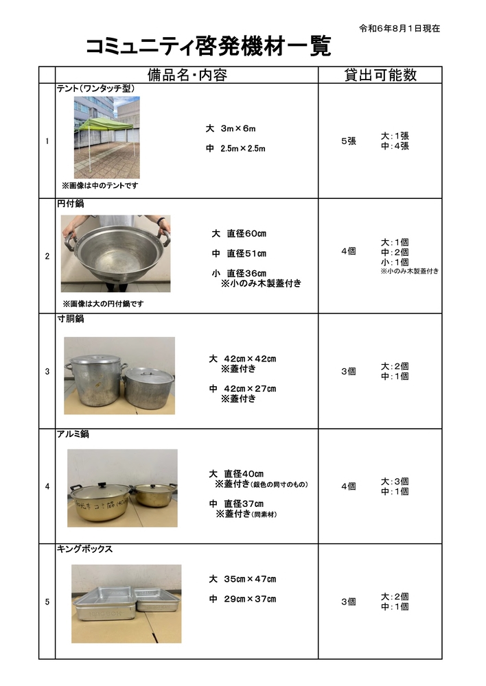 器材貸し出し一覧1