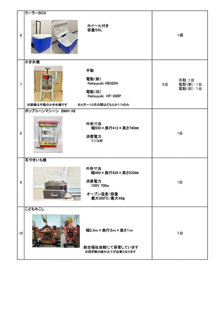 器材貸し出し一覧2