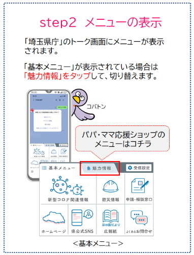 step2　メニューの表示