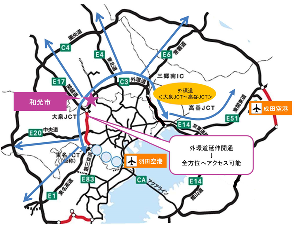 イラスト:首都圏の高速道路地図