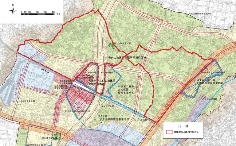 地図：区画整理事業　対象地域