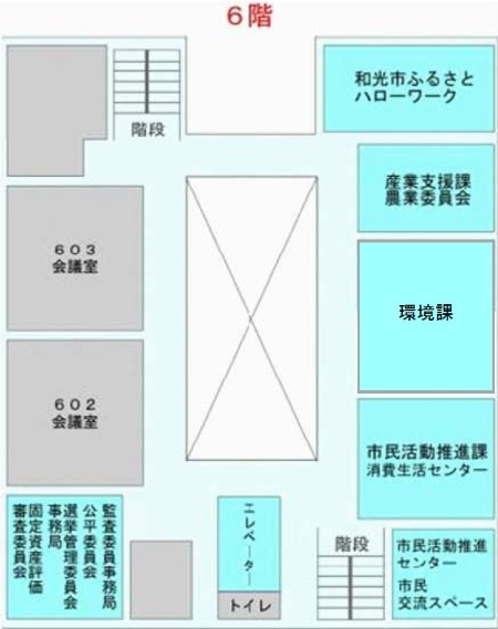 イラスト:市庁舎6階 案内図