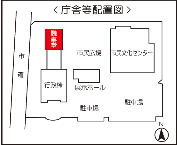 イラスト：和光市役所議事堂配置図