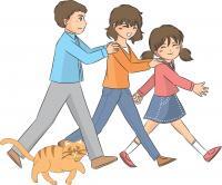 イラスト：市民参加推進キャラクター　タマと家族