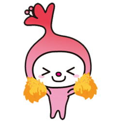 イラスト：ボンボンを持って応援するさつきちゃん