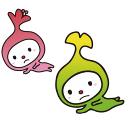 イラスト：困り顔で飛んでいるわこうっちとさつきちゃん