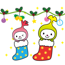 イラスト：靴下の中に入ったわこうっちとさつきちゃん
