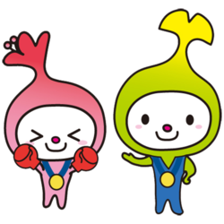 イラスト：メダルをかけたわこうっちとさつきちゃん