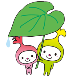 イラスト：はっぱのかさとわこうっちとさつきちゃん