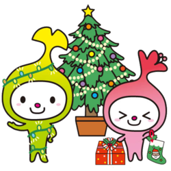 イラスト：クリスマスツリーとわこうっちとさつきちゃん