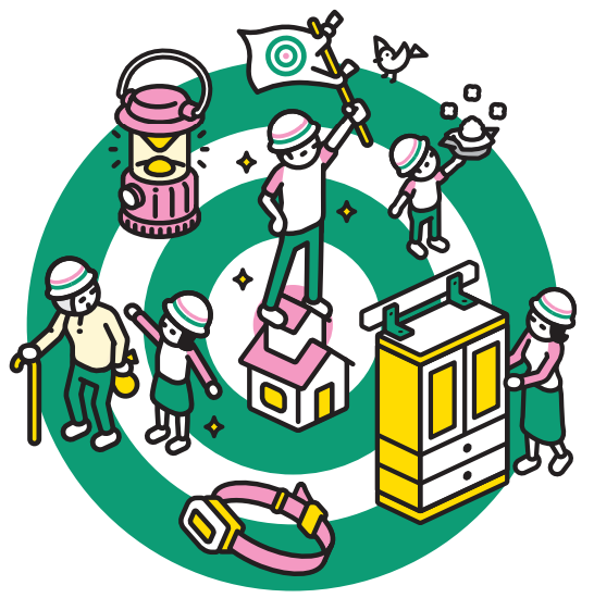 イラスト：和光市 BOSAI まちづくり伝道師イメージ