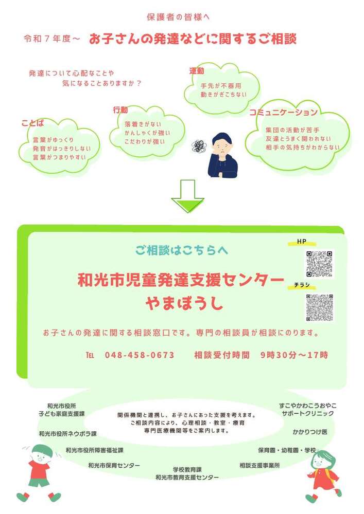 お子さんの発達などに関するご相談1ページ
