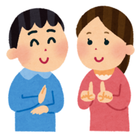 手話で会話をする人の画像
